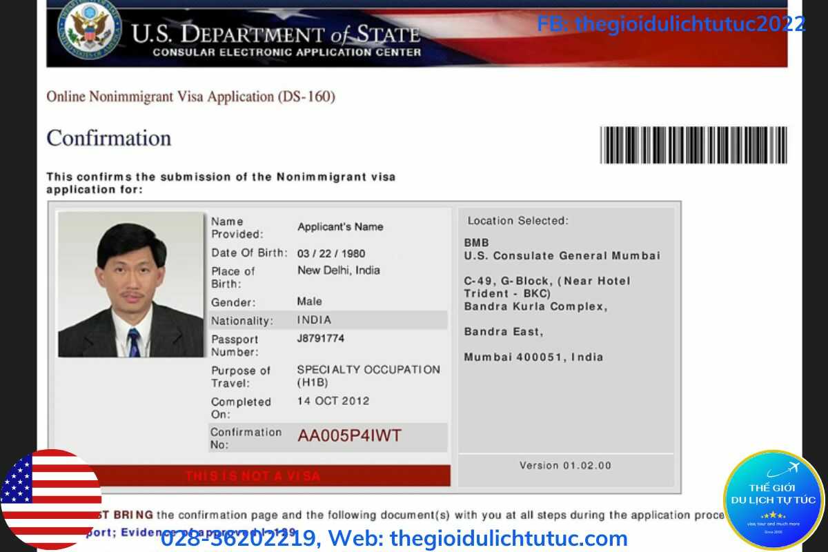 Mẫu Online Nonimmigrant Visa Application, Confirmation Page-thegioidulichtutuc